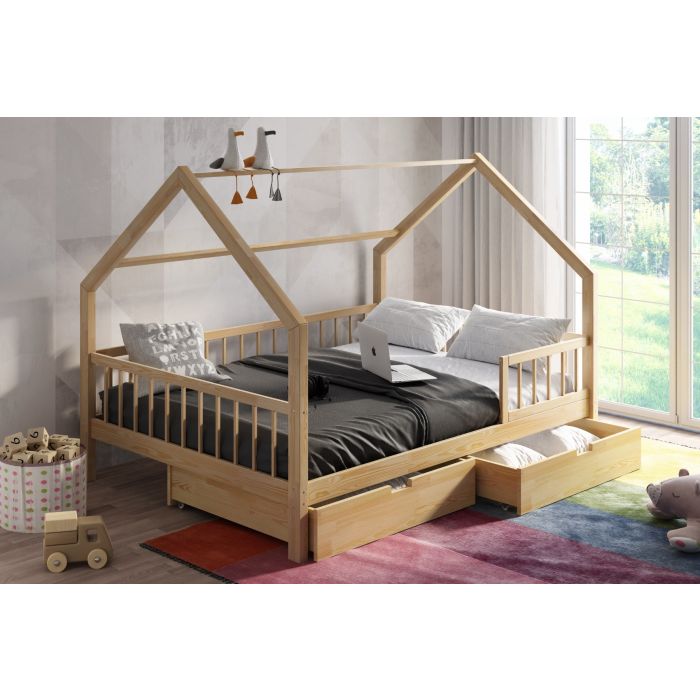 Wooden Kids House Bed With Drawers Available in UK , Small Double and UK Double Wooden Kids House Bed With Drawers Available in UK , Small Double and UK Double
