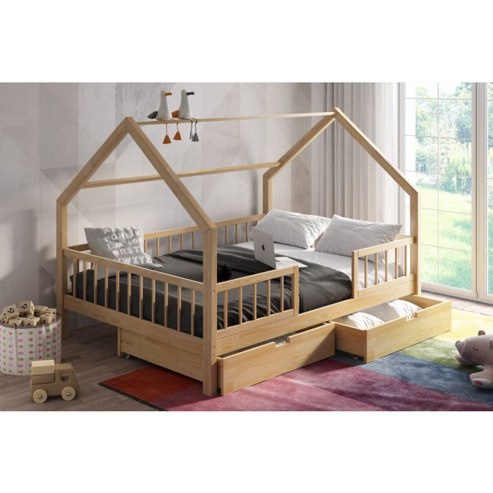 Wooden House Bed With Storage