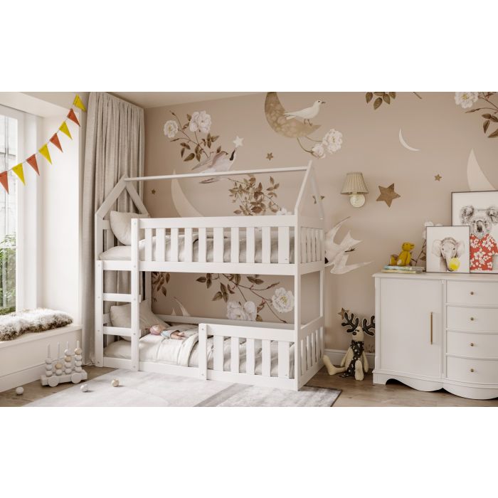 white Montessori house bunk bed white Montessori house bunk bed