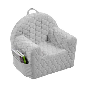 Grey Velvet Kids Armchair – Soft Foam Chair in Ash Grey with Removable Cover