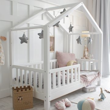 White Housebed Barrier 190x90 with 10 cm Legs