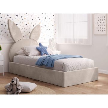 Rabbit Kids Divan Bed in Velvet Finish EU Single Optional Storage Bed