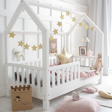 Kids House Bed | White Bianco Bed 190x90 with Rails