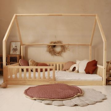 Kids House Bed | Natural Colour Bianco Bed 200x140 with 0 cm Legs