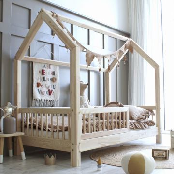 Kids House Bed | Natural Colour Poli Bed 160x80