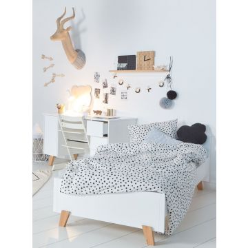 White Kids Bed With Oak Legs