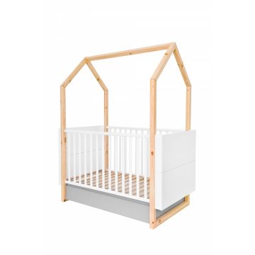 Convertible Cot Bed With Wooden House Frame