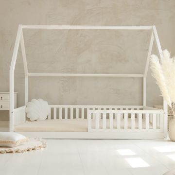 Kids House Bed | White Bianco Bed 200x140 with 0 cm Legs