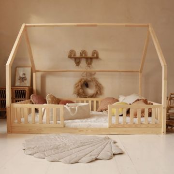 Kids House Bed | Natural Colour Bianco Duo Bed 200x140 with 0 cm Legs