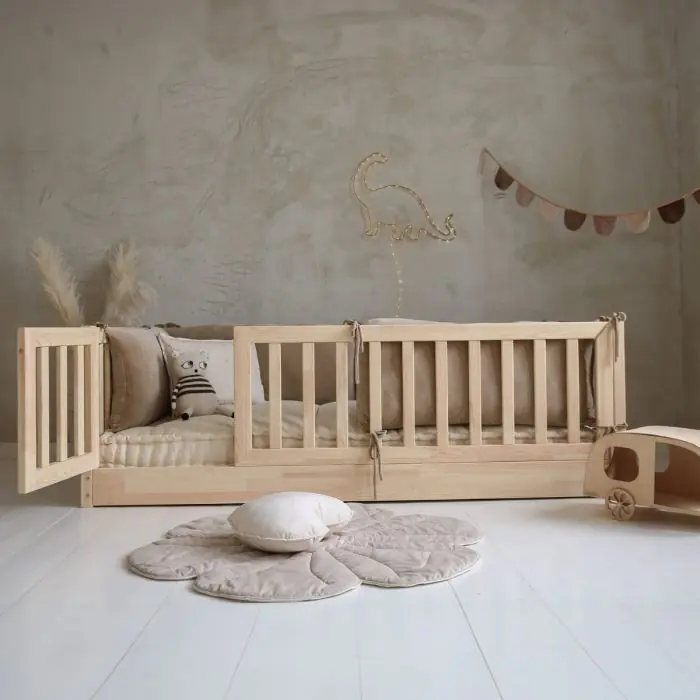 Toddler Bed With Fence Rail 200x100 | PlayPen Bed | Montessori Floor Bed