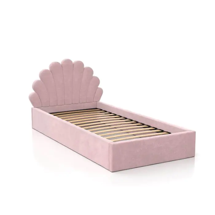 Sea Shell Beautiful Upholstered Bed for Kids and Toddlers | Velvet Finish | EU Single 90x200
