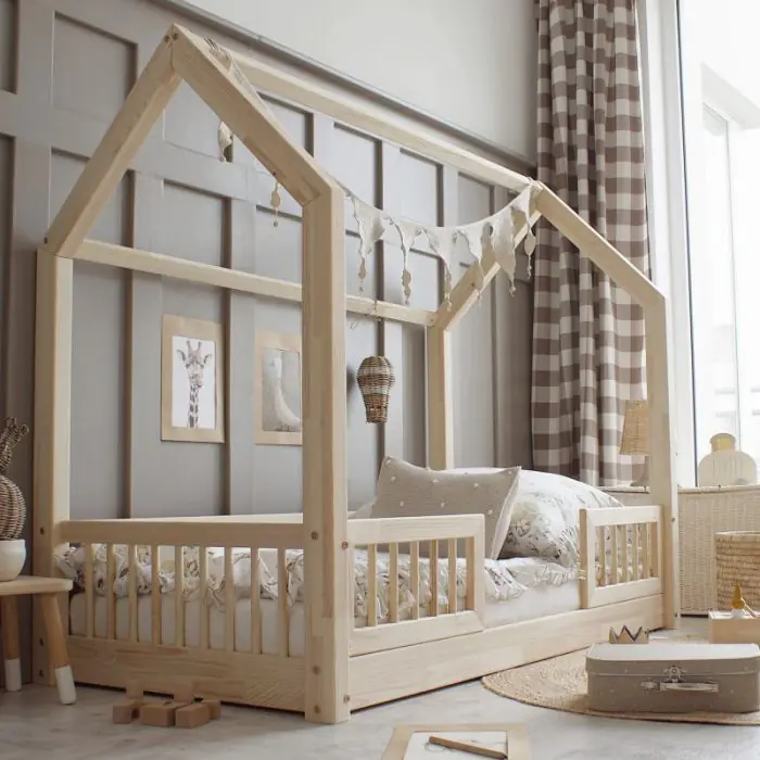 Kids House Bed | Natural Colour Pioli Duo Bed 160x80 with 1 cm Legs Kids House Bed | Natural Colour Pioli Duo Bed 160x80 with 1 cm Legs