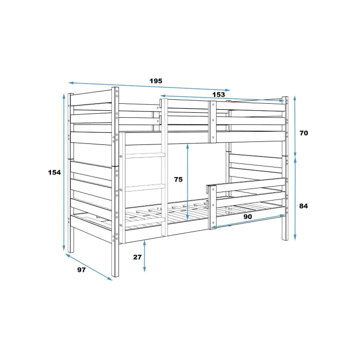 Size Chart - Bunk Bed